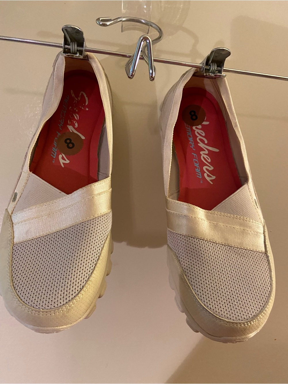 Skechers Women's Slip-On Flats in Light Gold and Mesh